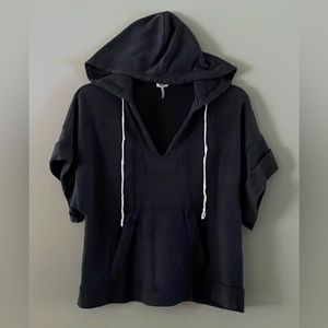 Splendid Navy Cuffed Short Sleeved Pullover Hoodie